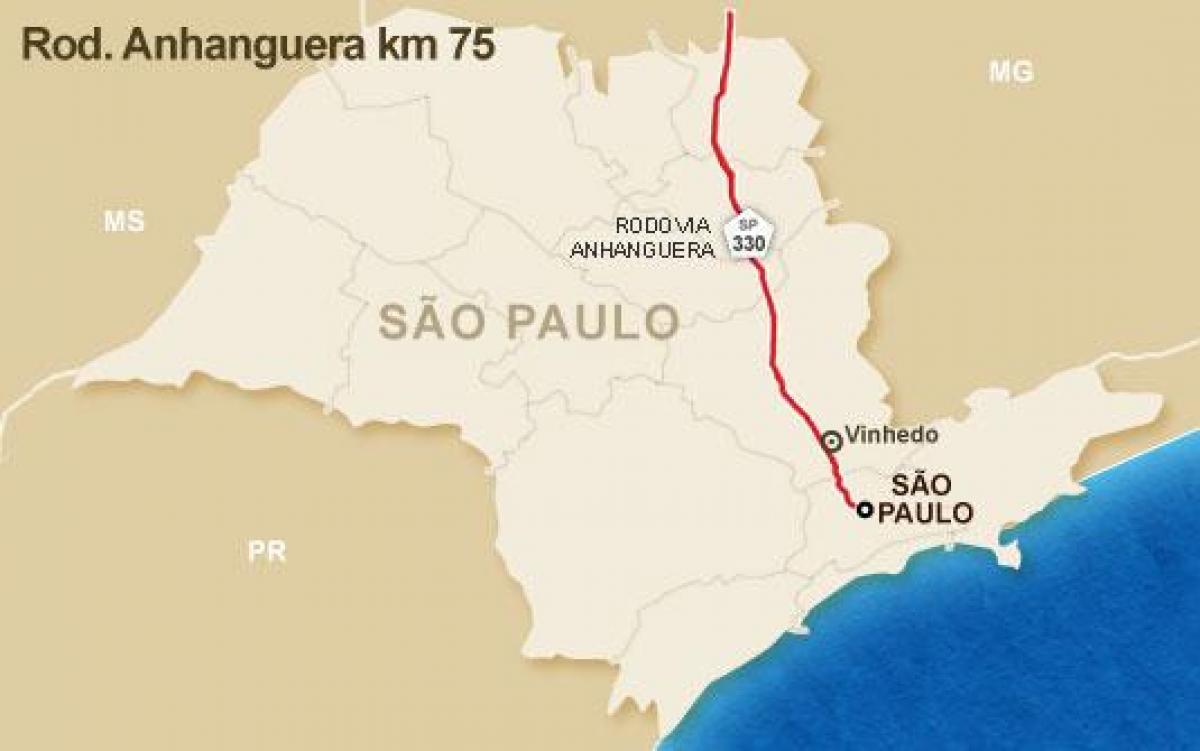 Carte autoroute Anhanguera - SP 330
