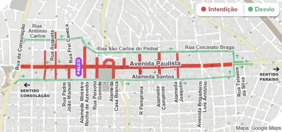 Carte avenue Paulista São Paulo