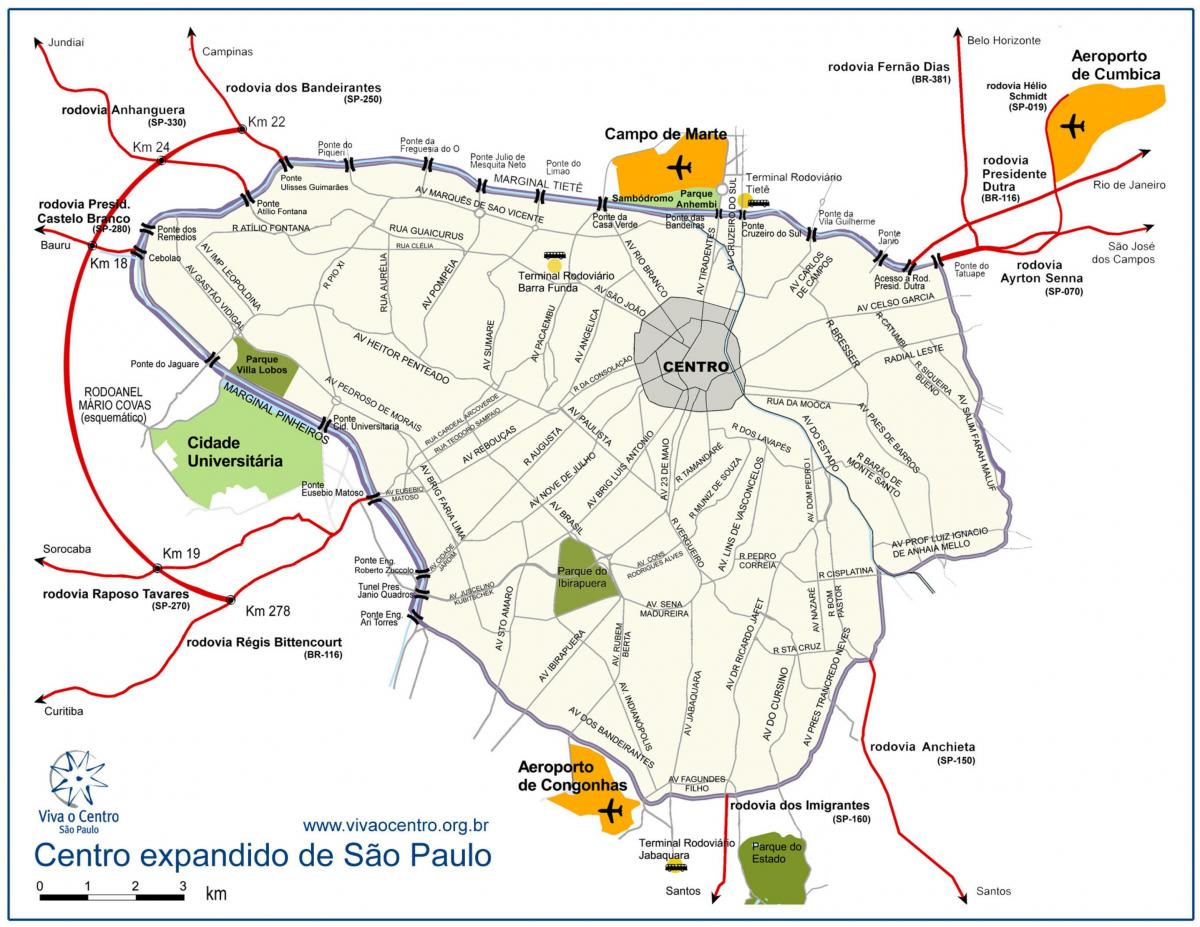 Carte grand centre São Paulo