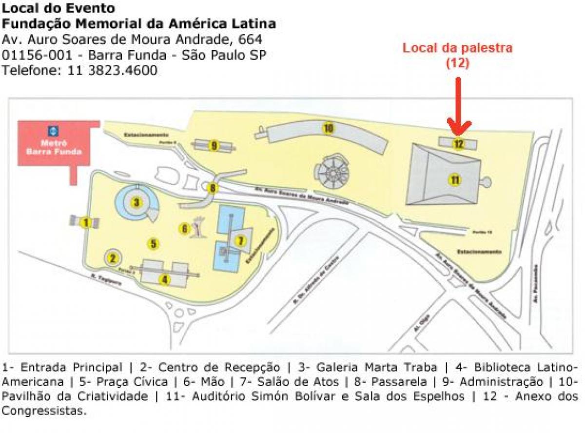 Carte mémorial de l'Amérique latine São Paulo