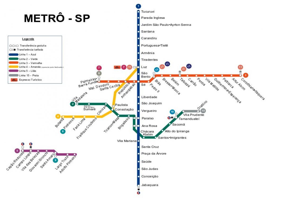 Carte métro São Paulo