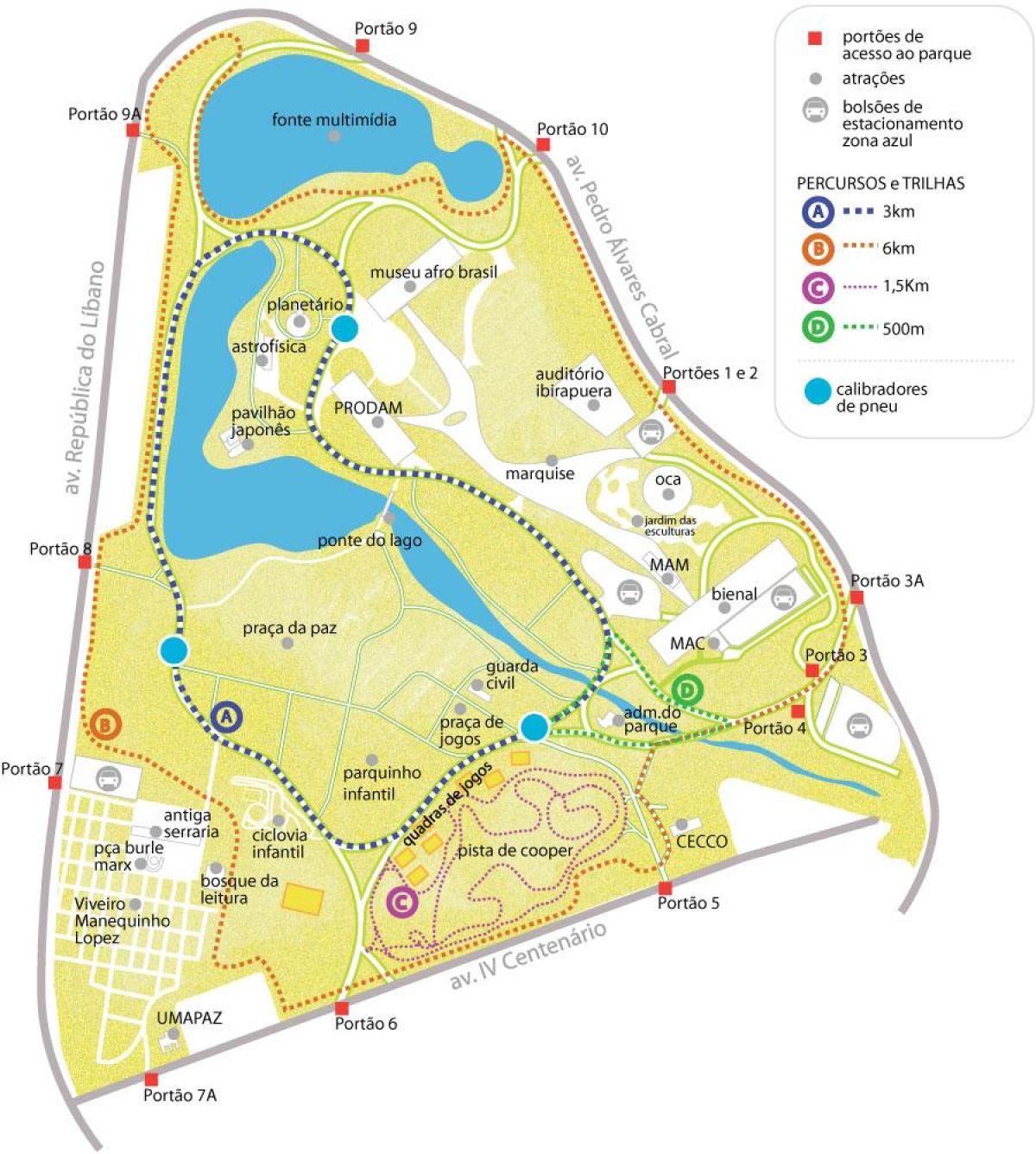 Carte parc d'Ibirapuera