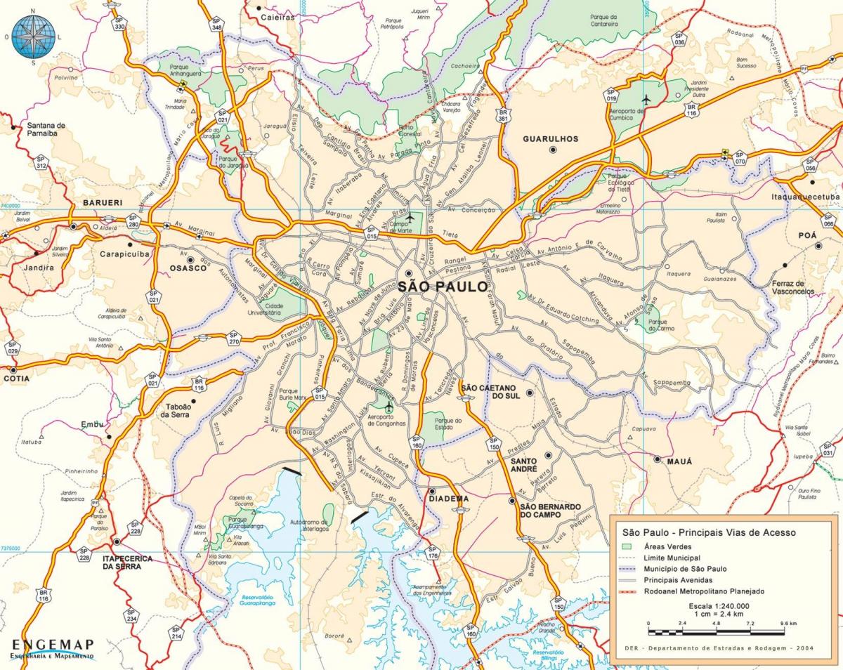 Carte routes d'accès São Paulo