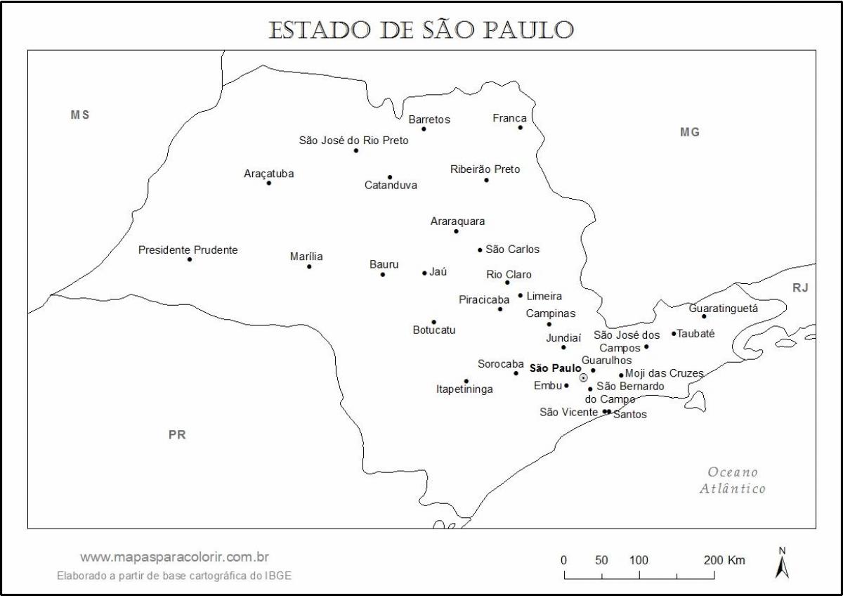 Carte São Paulo vierge - villes principales
