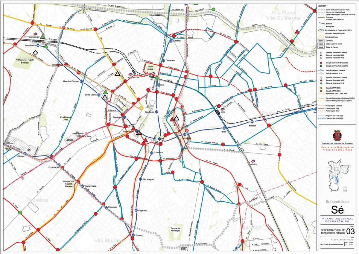 Carte Sé São Paulo - Transports publics