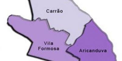 Carte de l'Aricanduva-Vila Formosa sous-préfecture