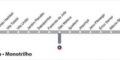Carte du métro São Paulo - Ligne 15 - Argent