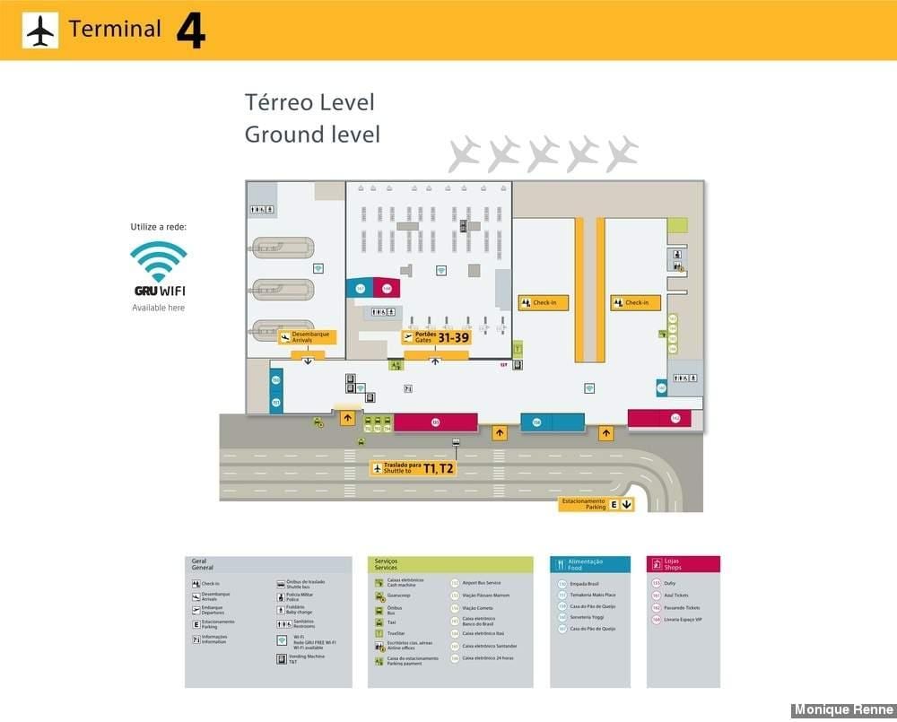 Carte aéroport international São Paulo-Guarulhos - Terminal 4