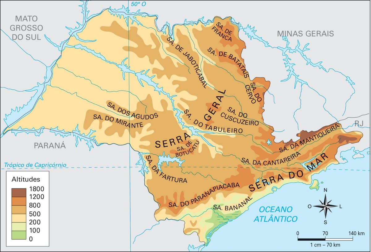 Carte altitude São Paulo