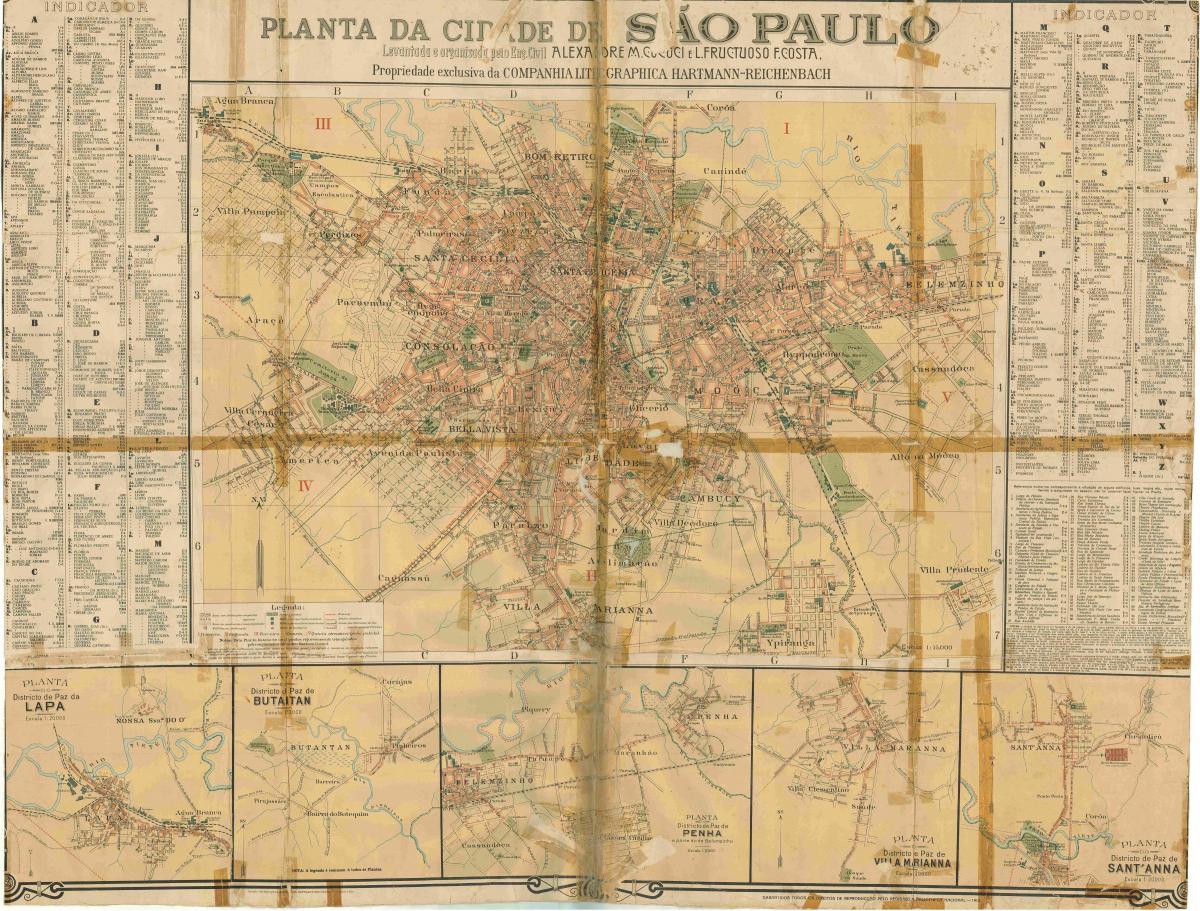 Carte ancien São Paulo - 1913
