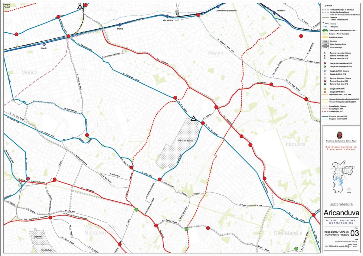 Carte Aricanduva-Vila Formosa São Paulo - Transports publics