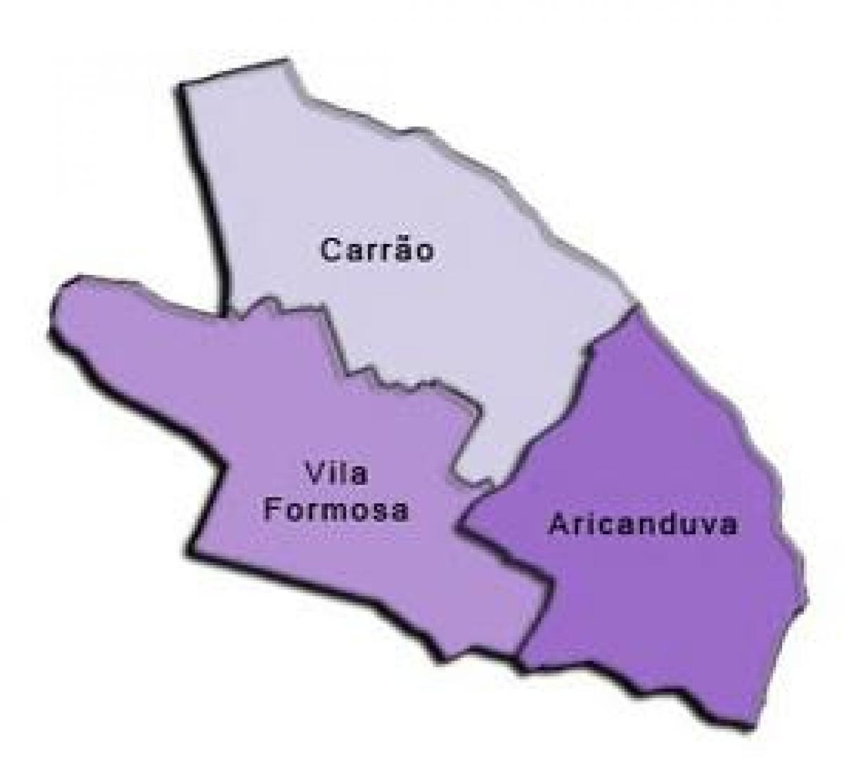 Carte Aricanduva-Vila Formosa sous-préfecture