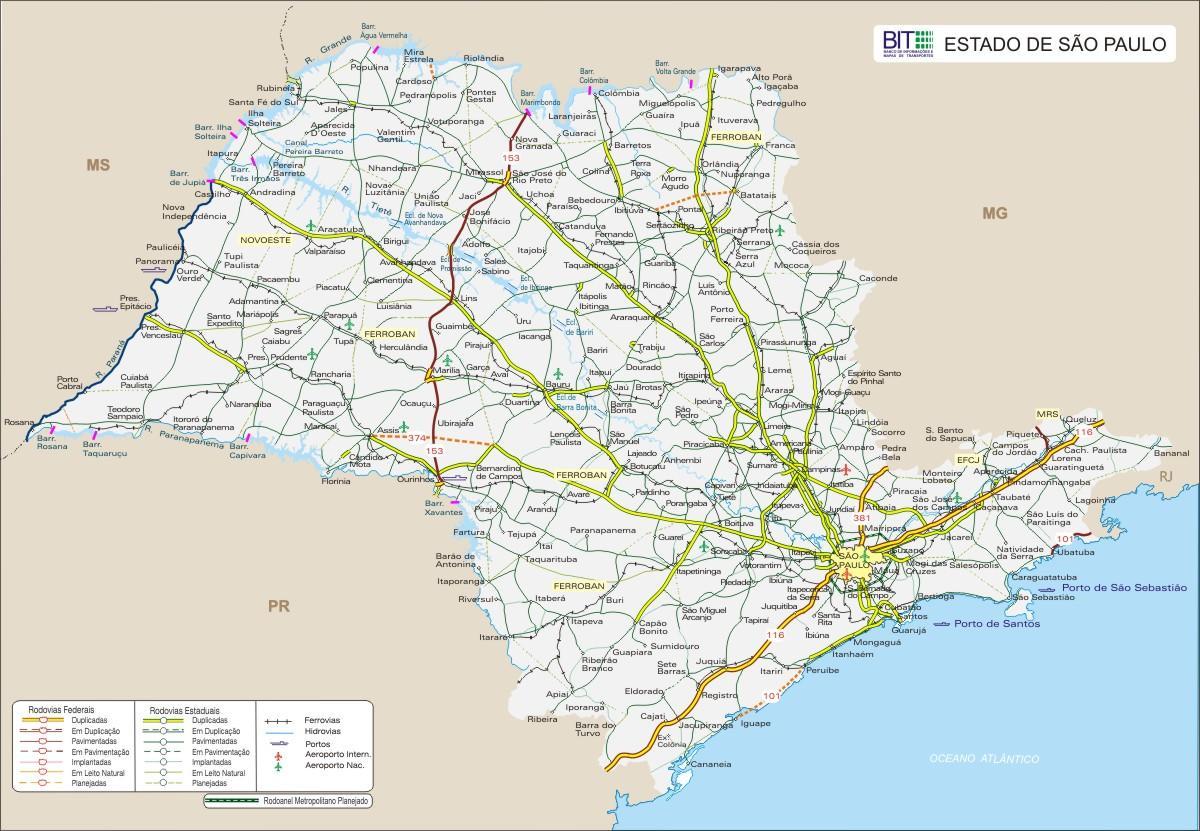 Carte autoroutes Etat de São Paulo