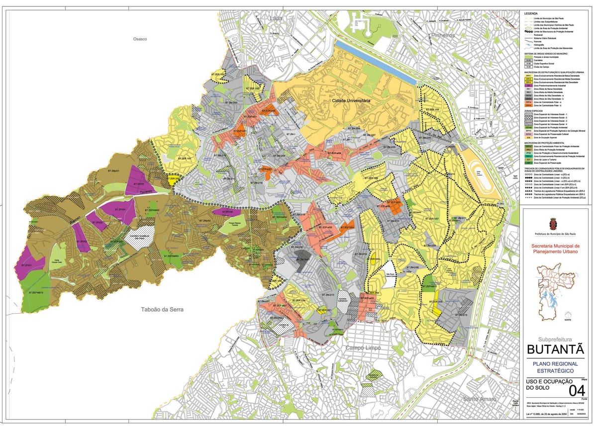 Carte Butantã São Paulo - Occupation du sol