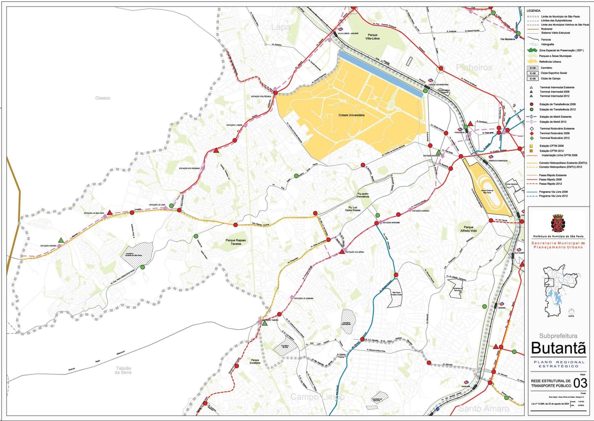 Carte Butantã São Paulo - Transports publics