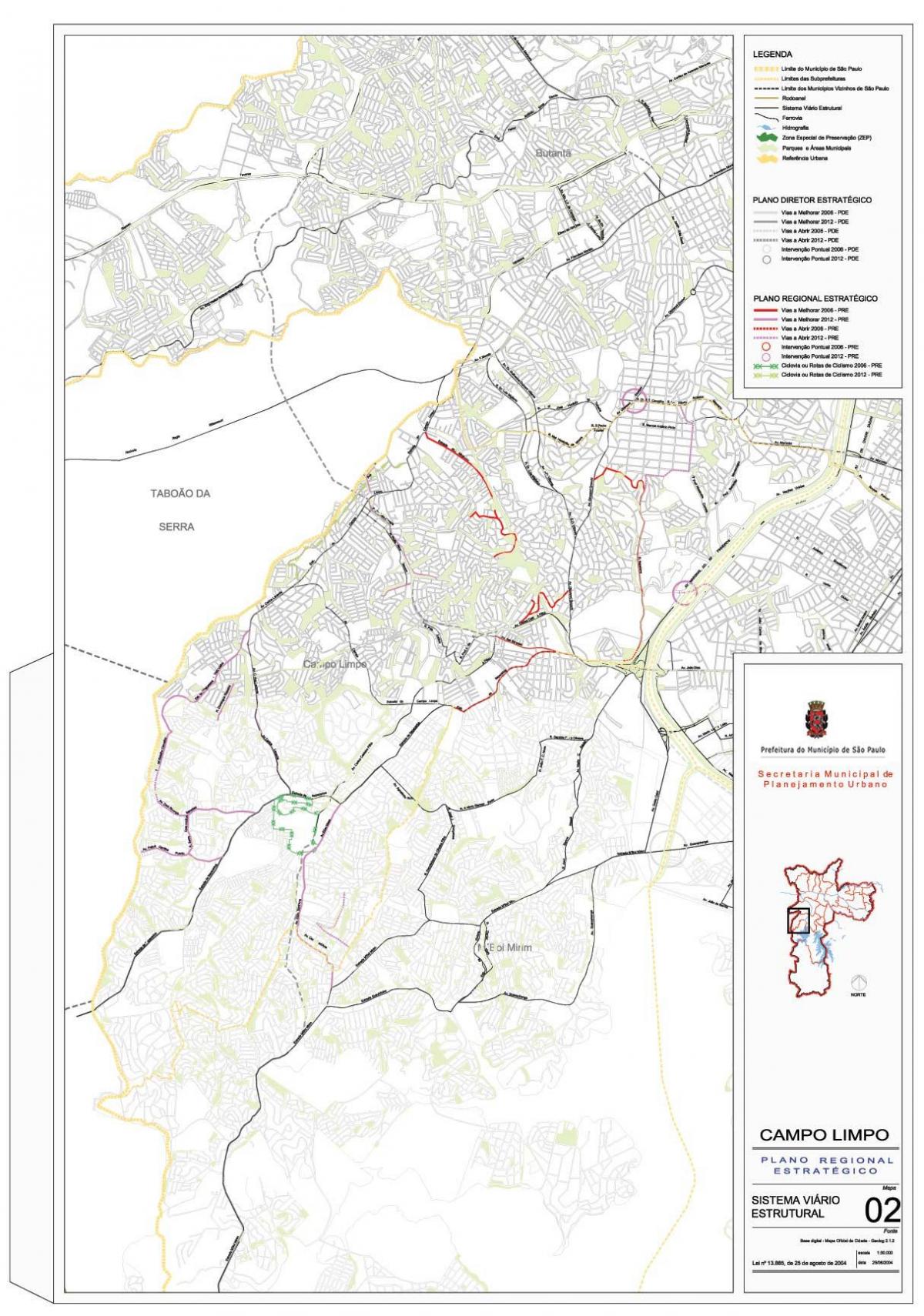 Carte Campo Limpo São Paulo - Routes