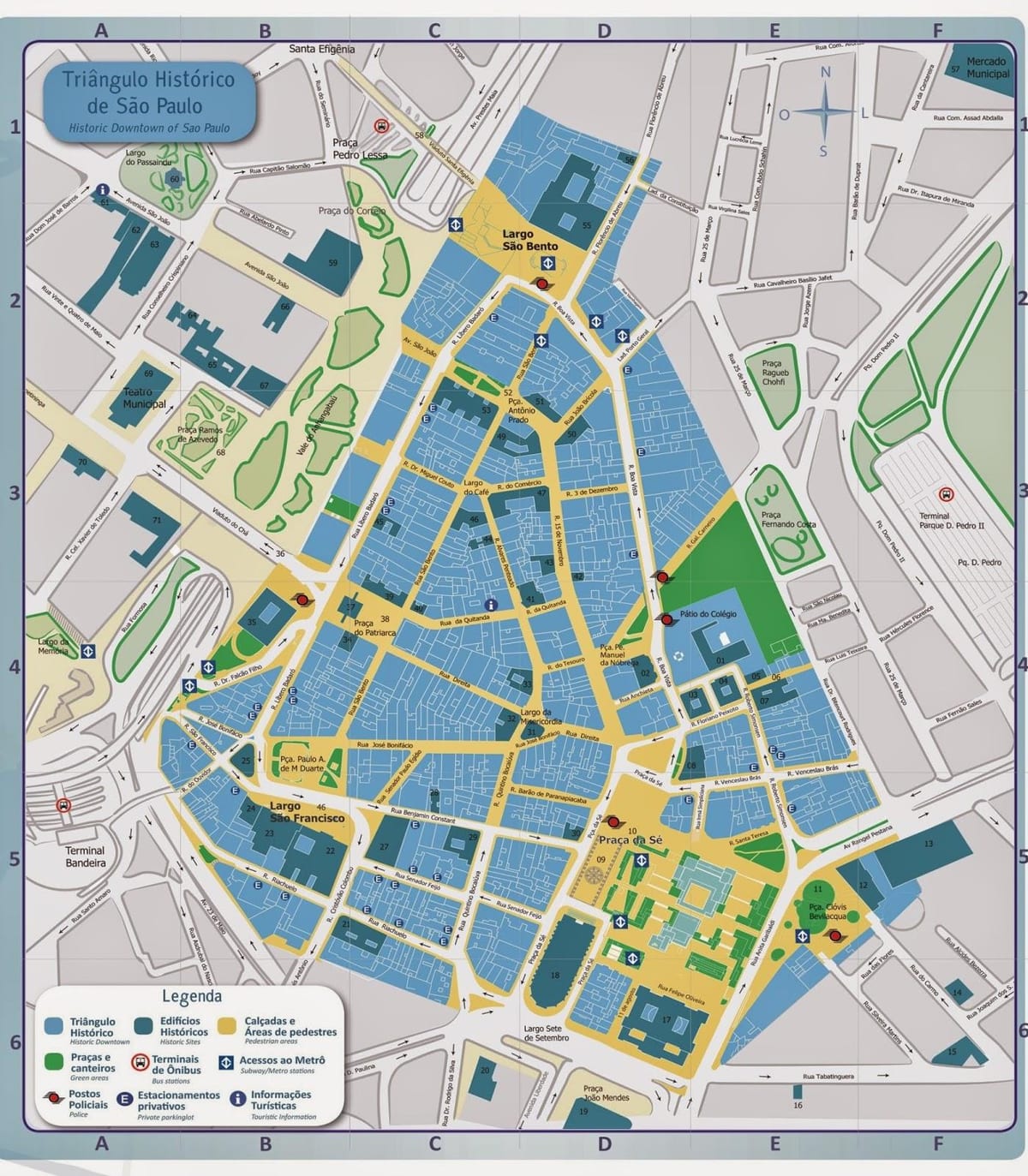 Carte centre historique São Paulo
