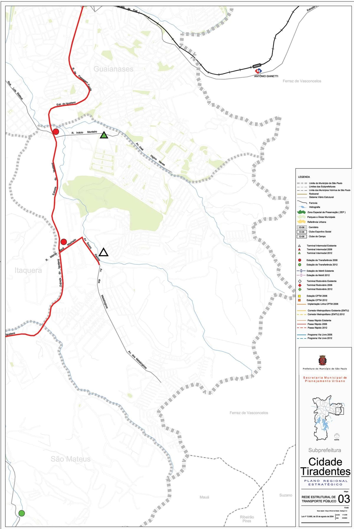 Carte Cidade Tiradentes São Paulo - Transports publics