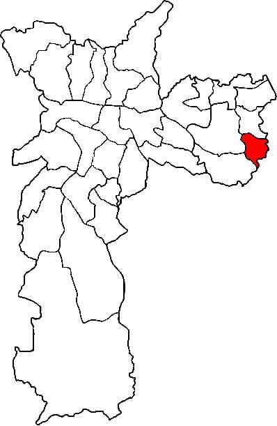 Carte Cidade Tiradentes sous-préfecture São Paulo