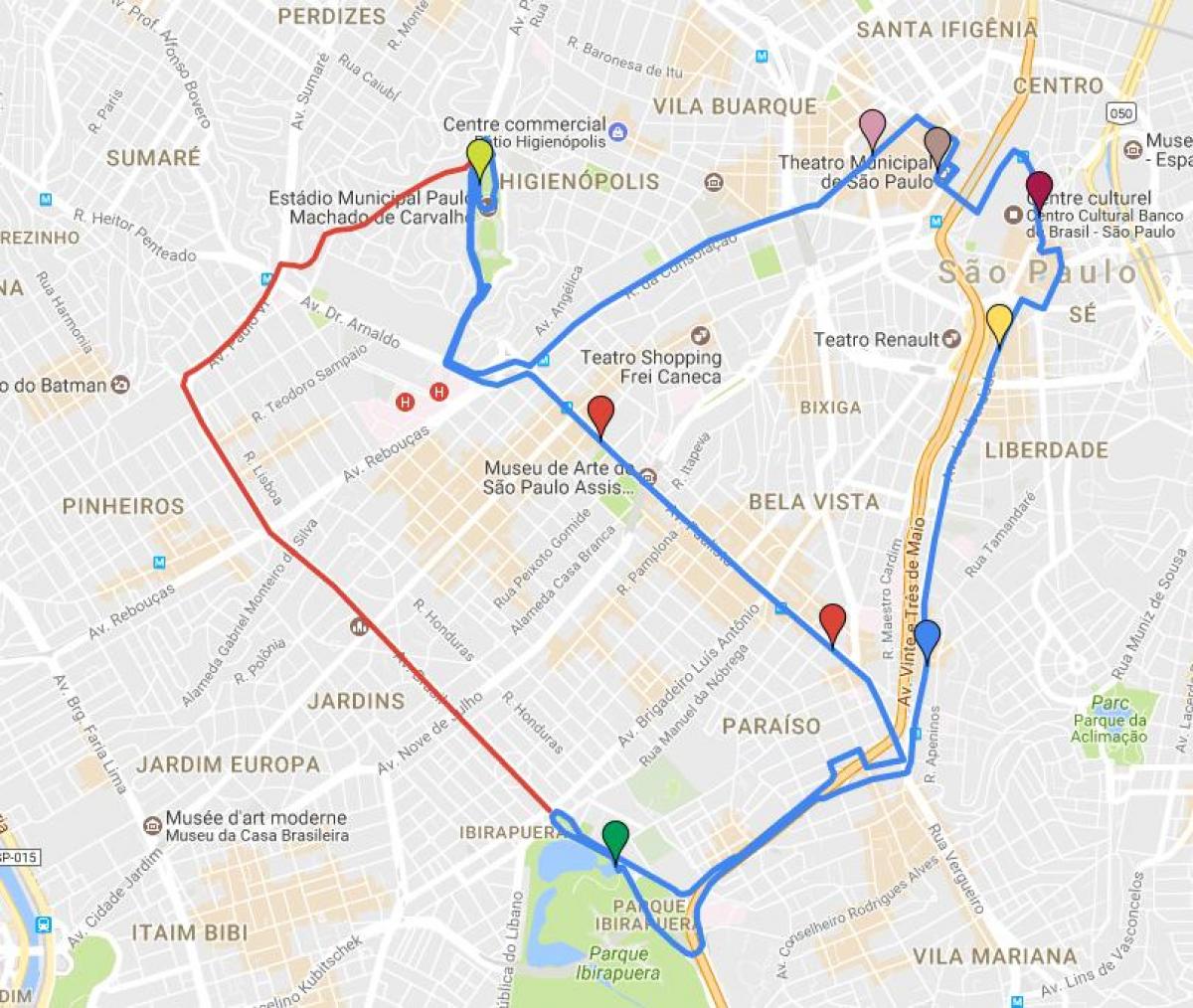 Carte circular turismo São Paulo - Lignes