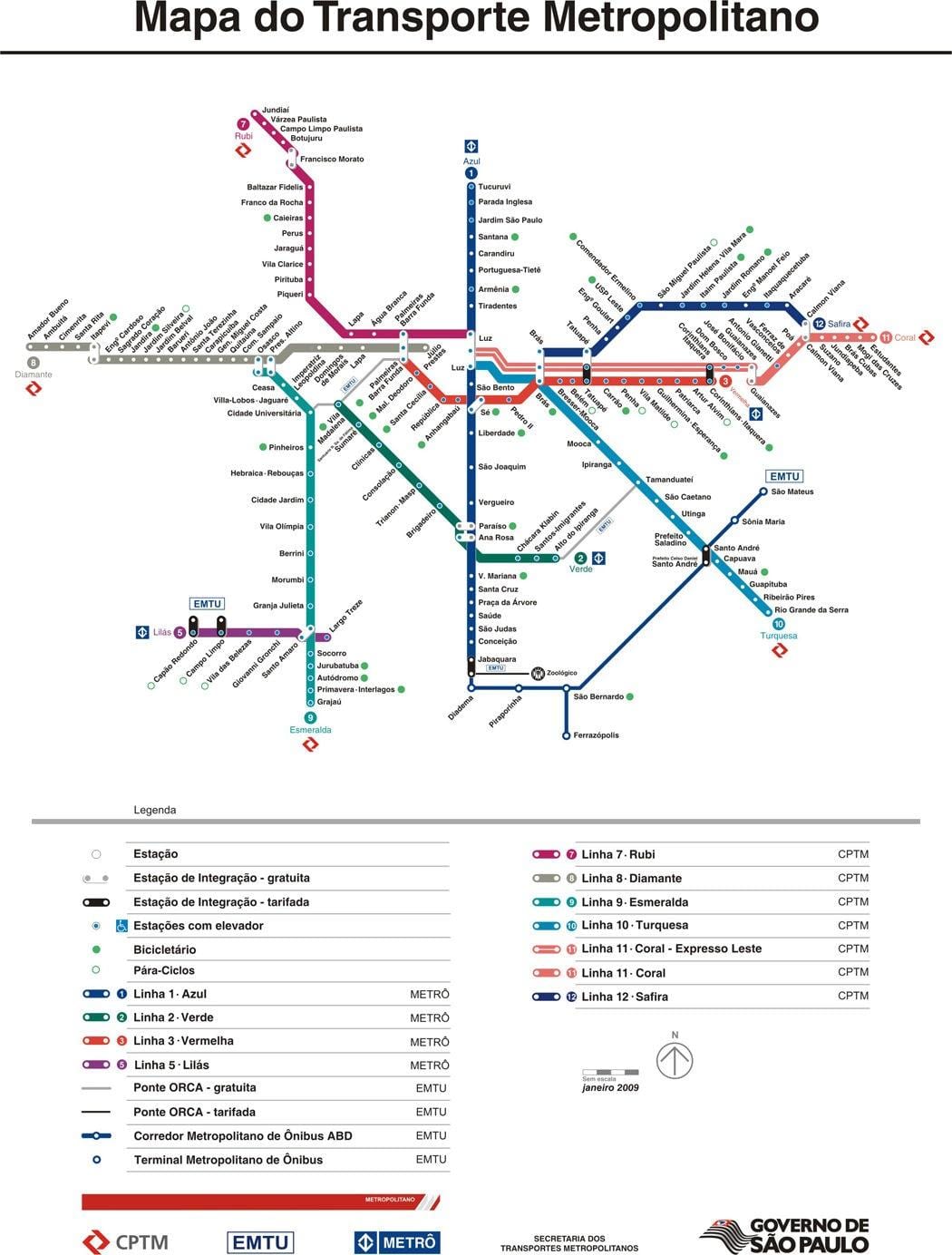 Carte CPTM transport São Paulo