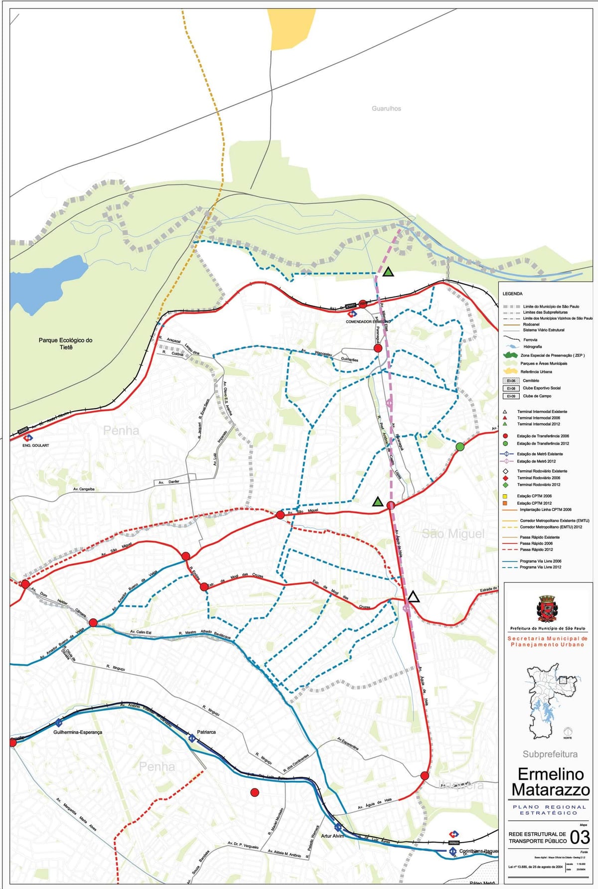Carte Ermelino Matarazzo São Paulo - Transports publics