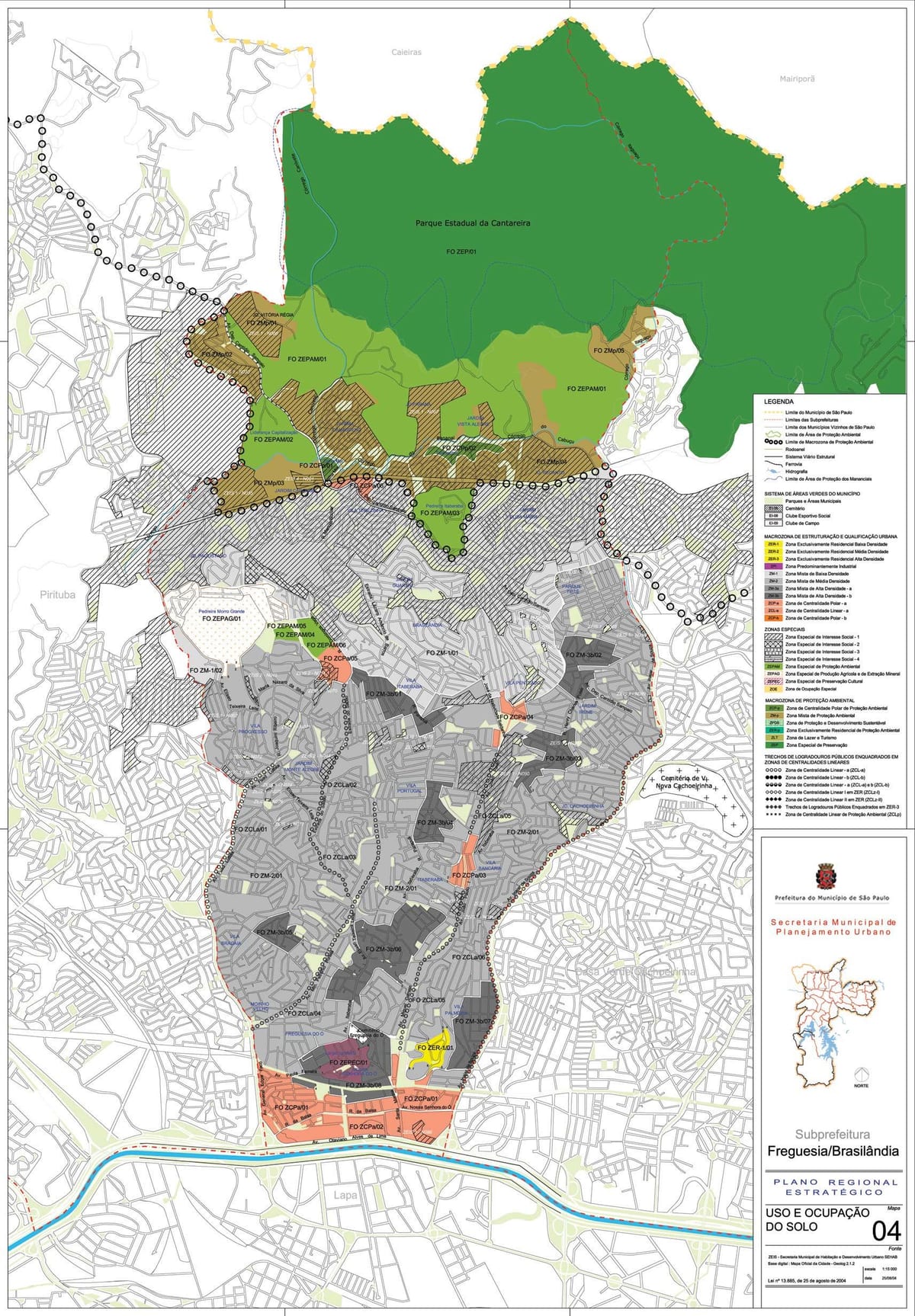 Carte Freguesia do Ó São Paulo - Occupation du sol