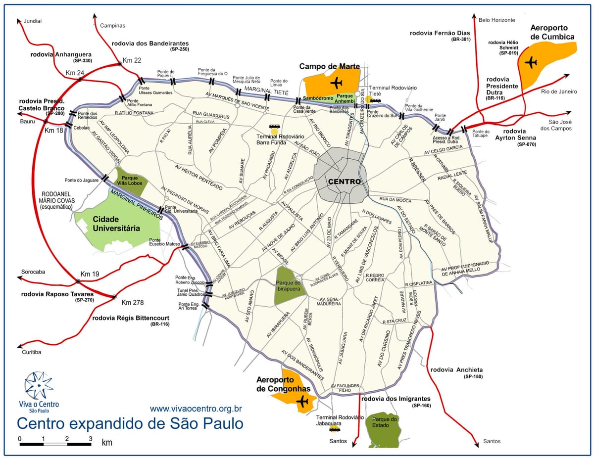 Carte grand centre São Paulo