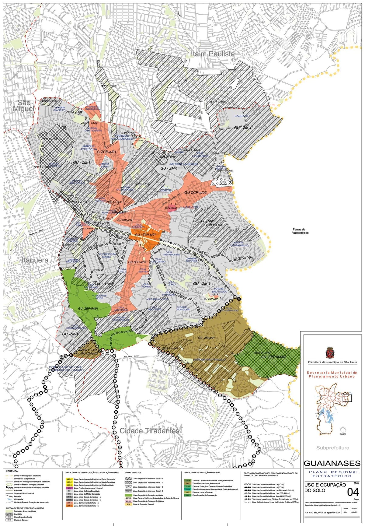 Carte Guaianases São Paulo - Occupation du sol