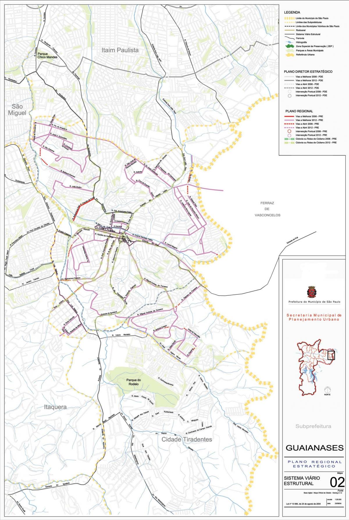 Carte Guaianases São Paulo - Routes