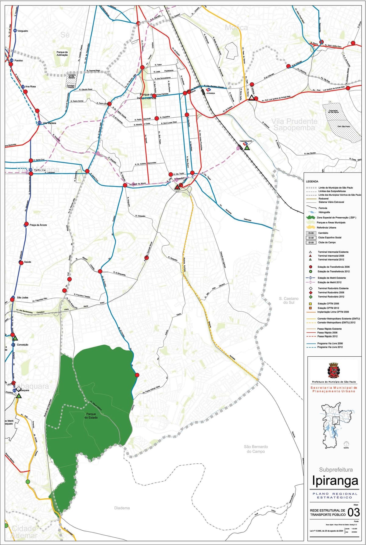 Carte Ipiranga São Paulo - Transports publics
