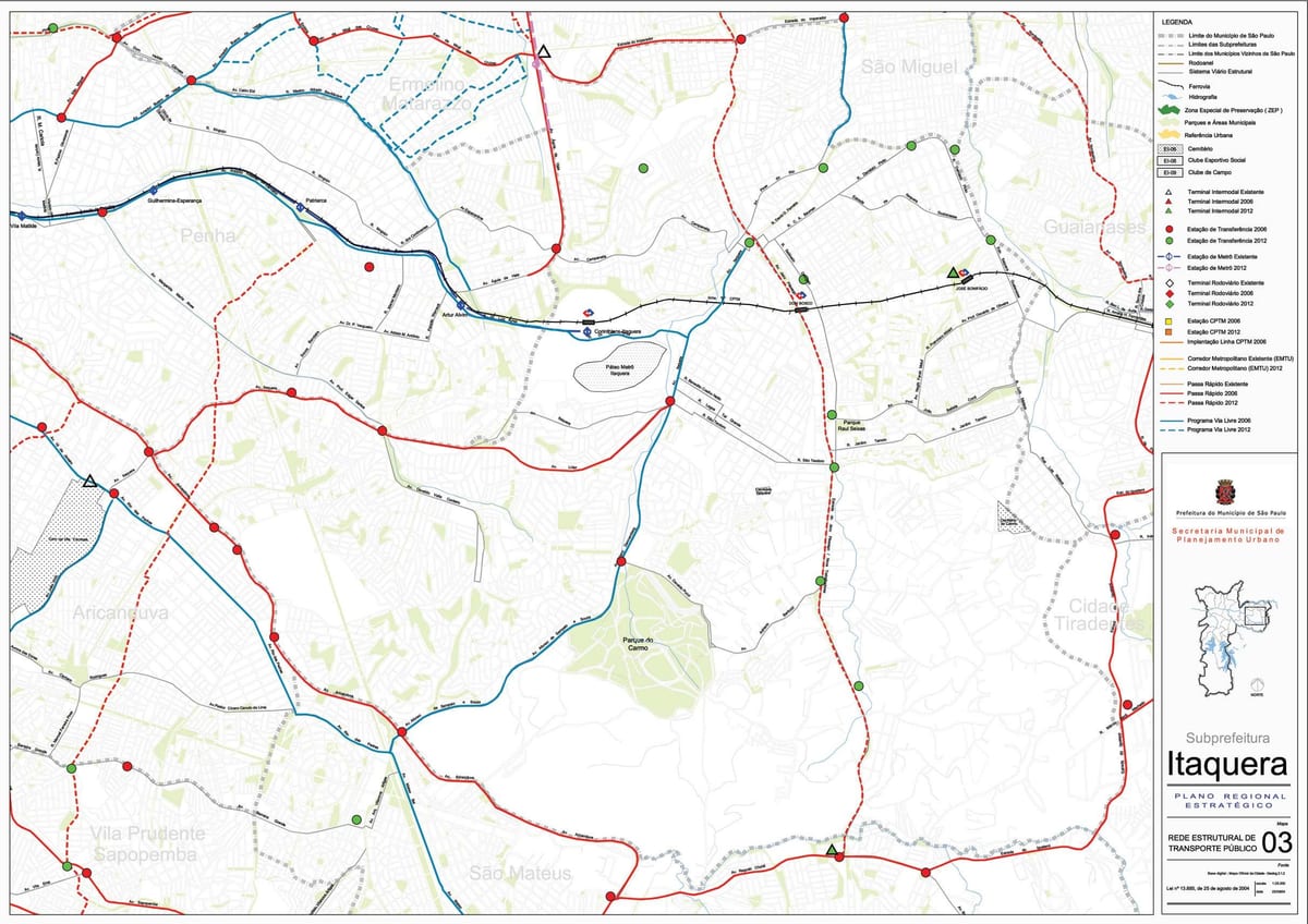 Carte Itaquera São Paulo - Transports publics