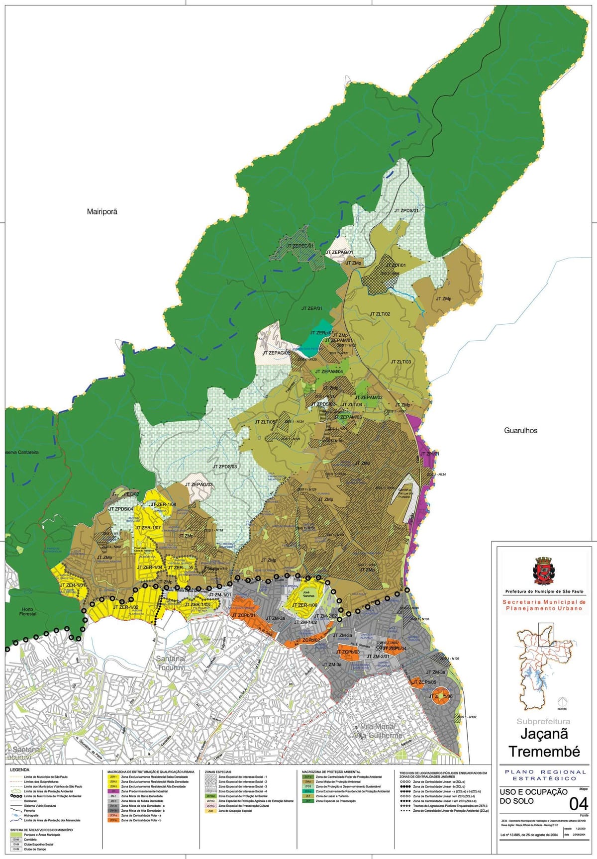 Carte Jaçanã-Tremembé São Paulo - Occupation du sol