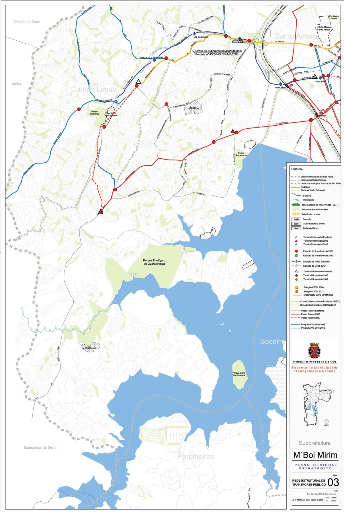 Carte M'Boi Mirim São Paulo - Transports publics