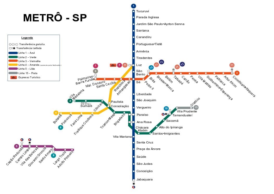 Carte métro São Paulo