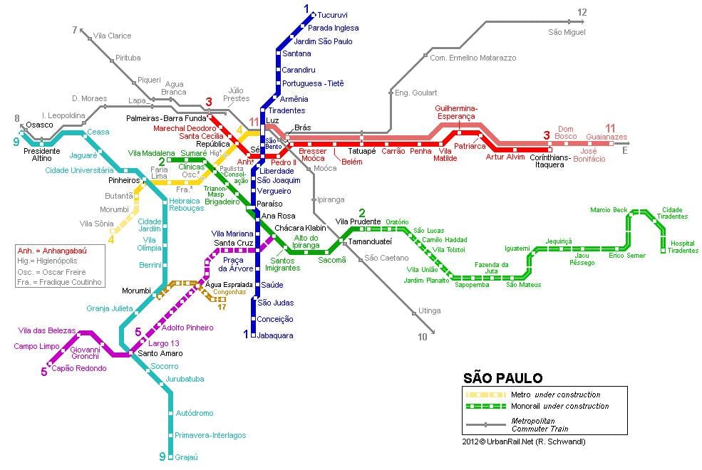 Carte Monorail São Paulo
