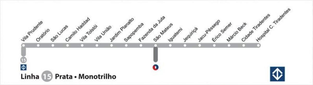 Carte Monorail São Paulo - Ligne 15 - Argent