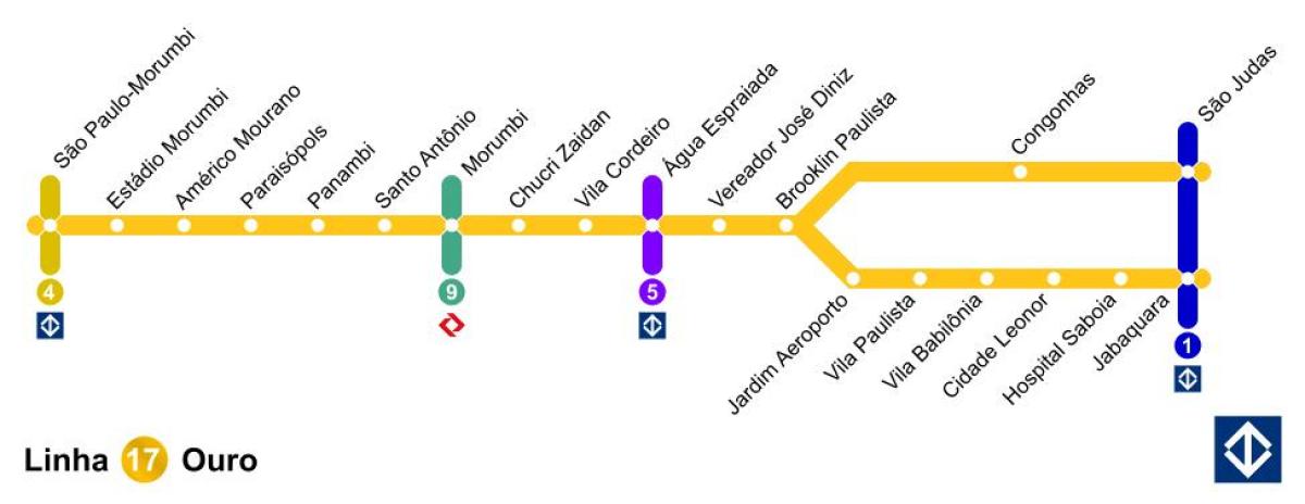 Carte Monorail São Paulo - Ligne 17 - Or