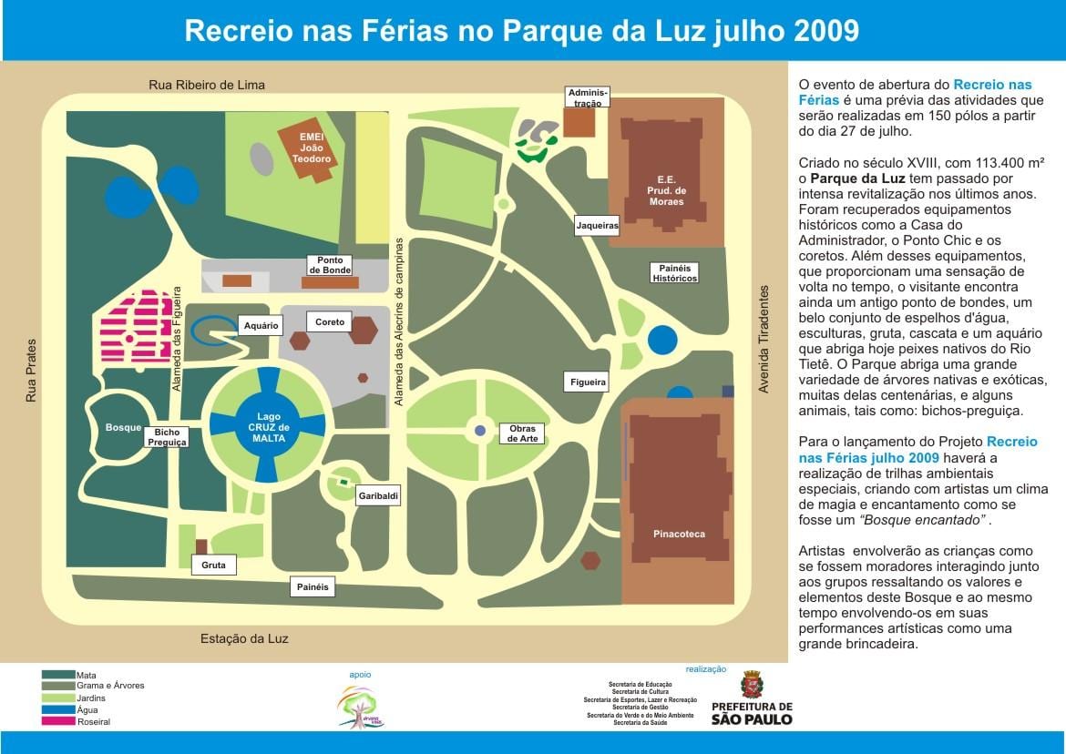 Carte parc de la Luz São Paulo