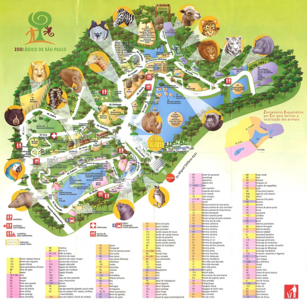 Carte parc zoologique São Paulo