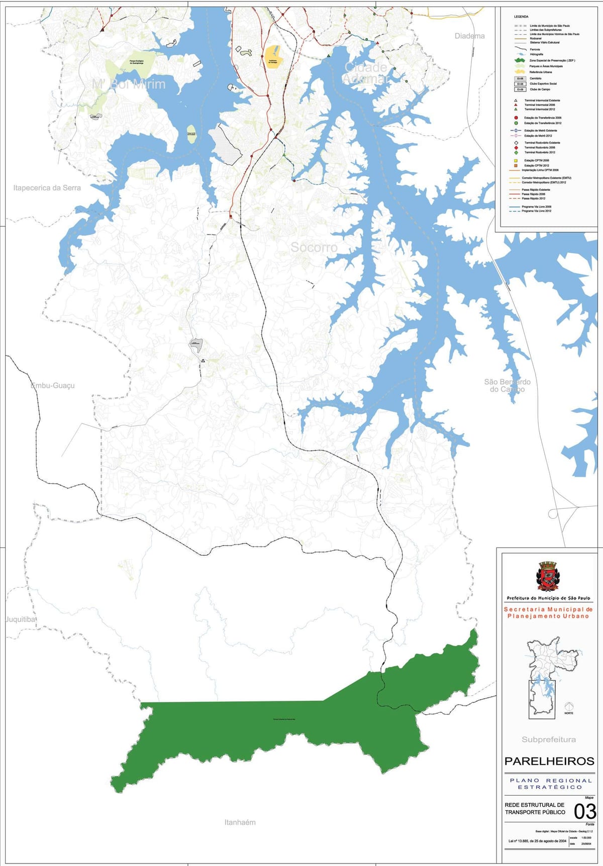 Carte Parelheiros São Paulo - Transports publics