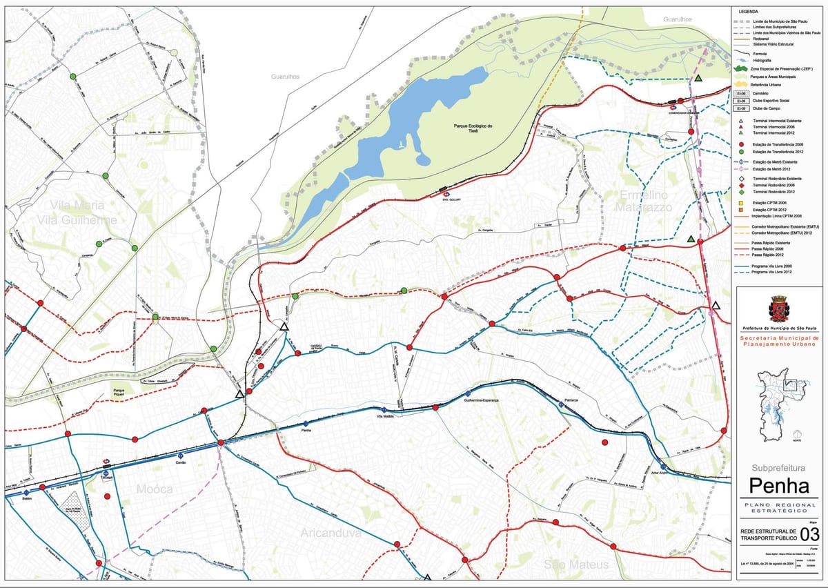 Carte Penha São Paulo - Transports publics