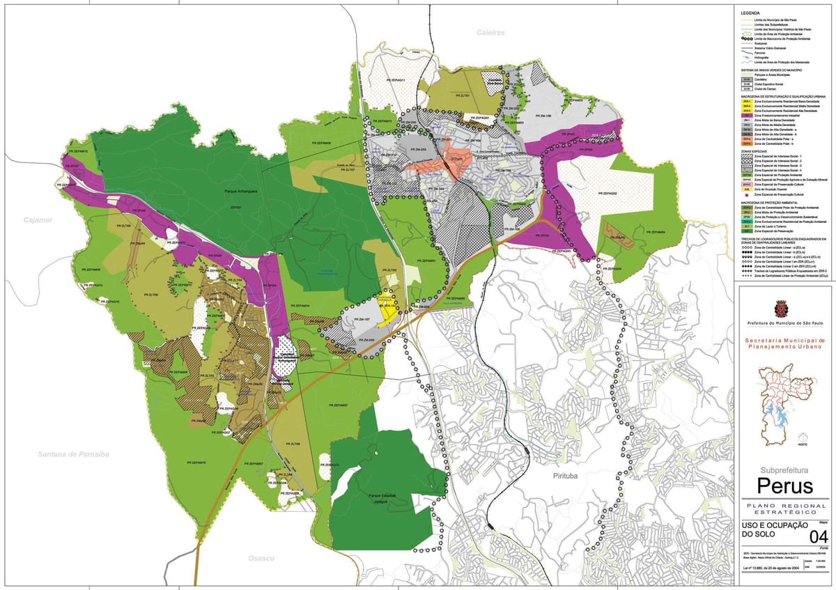 Carte Perus São Paulo - Occupation du sol
