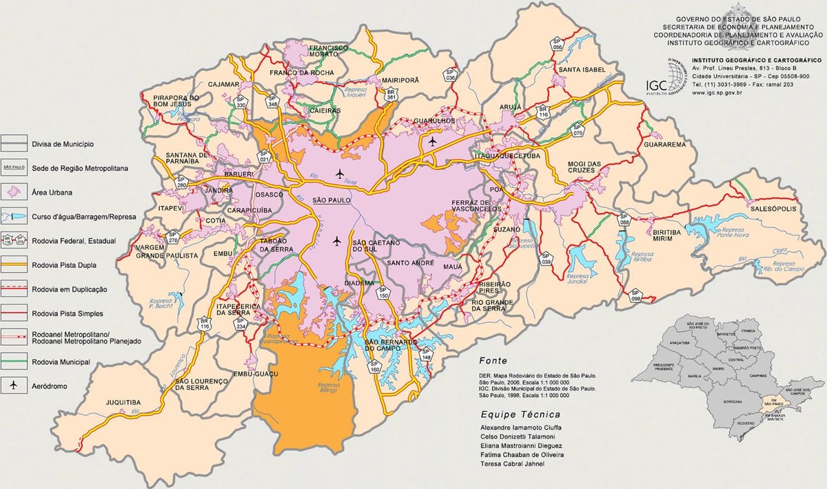 Carte photographie du grand São Paulo