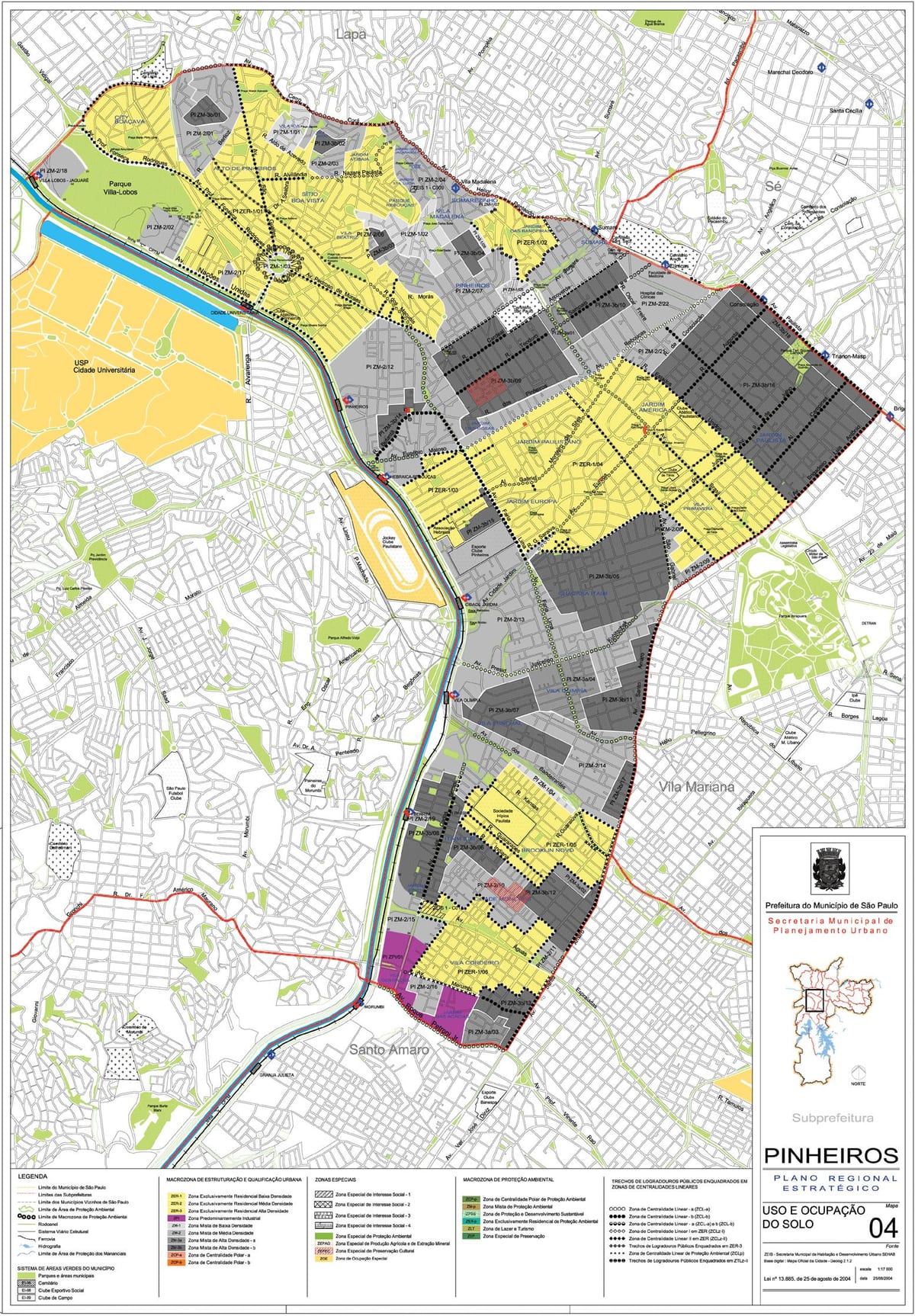 Carte Pinheiros São Paulo - Occupation du sol
