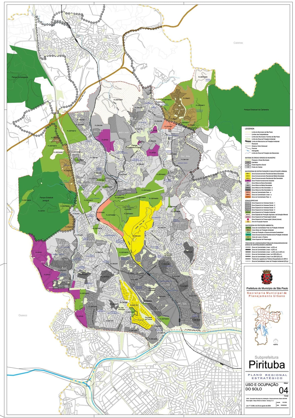 Carte Pirituba-Jaraguá São Paulo - Occupation du sol