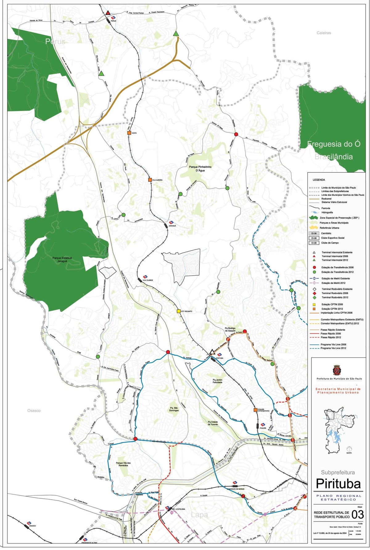 Carte Pirituba-Jaraguá São Paulo - Transports publics