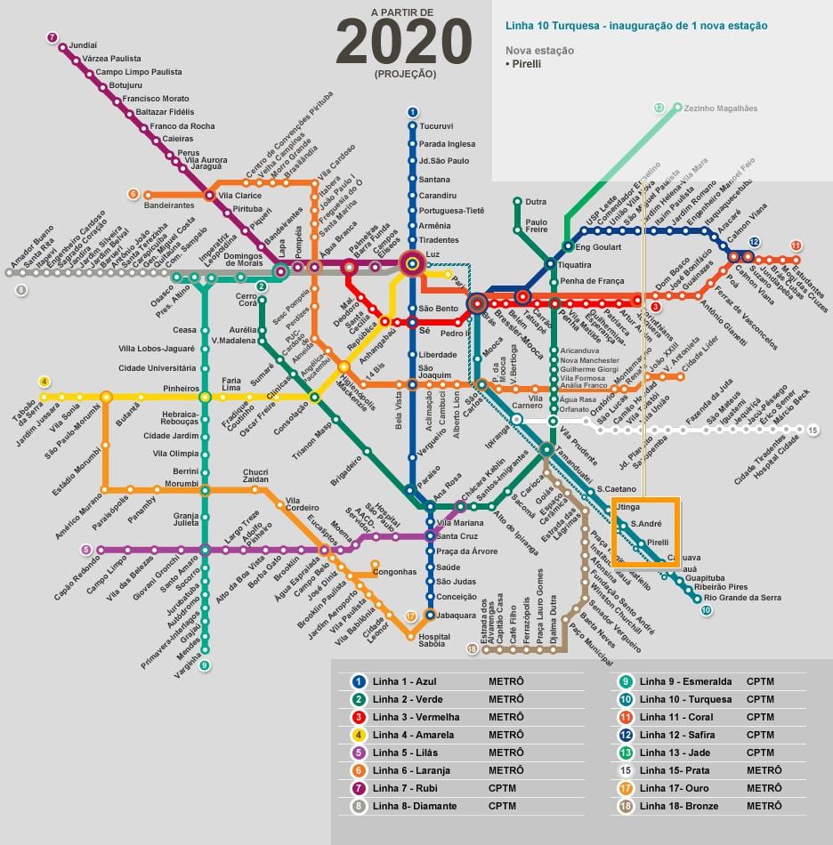 Carte réseau métro São Paulo