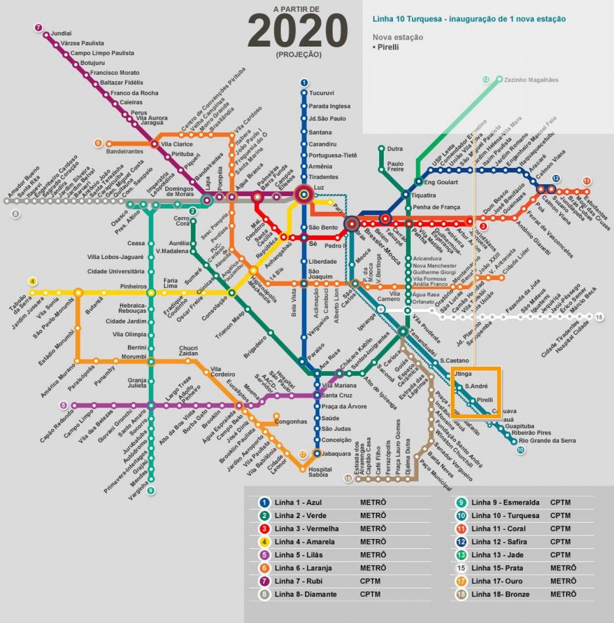 Carte réseau métro São Paulo