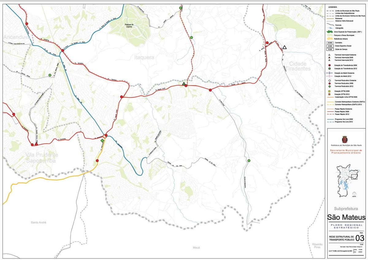 Carte São Mateus São Paulo - Transports publics